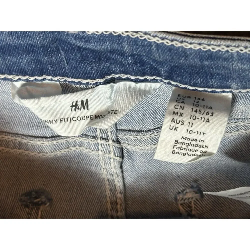 H&M Jeans Boys Size 12‎ Light Blue Denim Skinny Fit Pants School Casual Summer